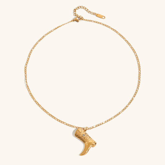 Women's Gold Boot Pendant Necklace Stainless Steel 18k Gold - 1