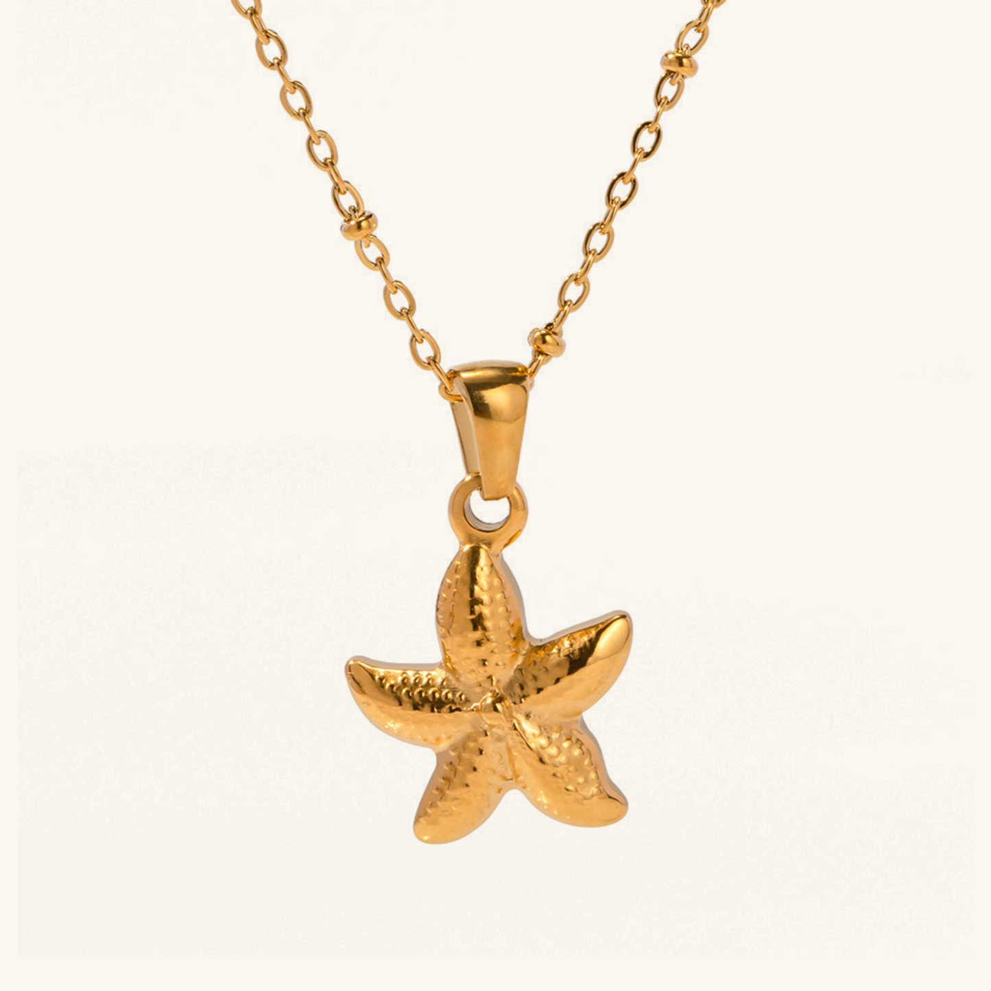 Women's Starfish Pendant Necklace Gold Stainless Steel - 1