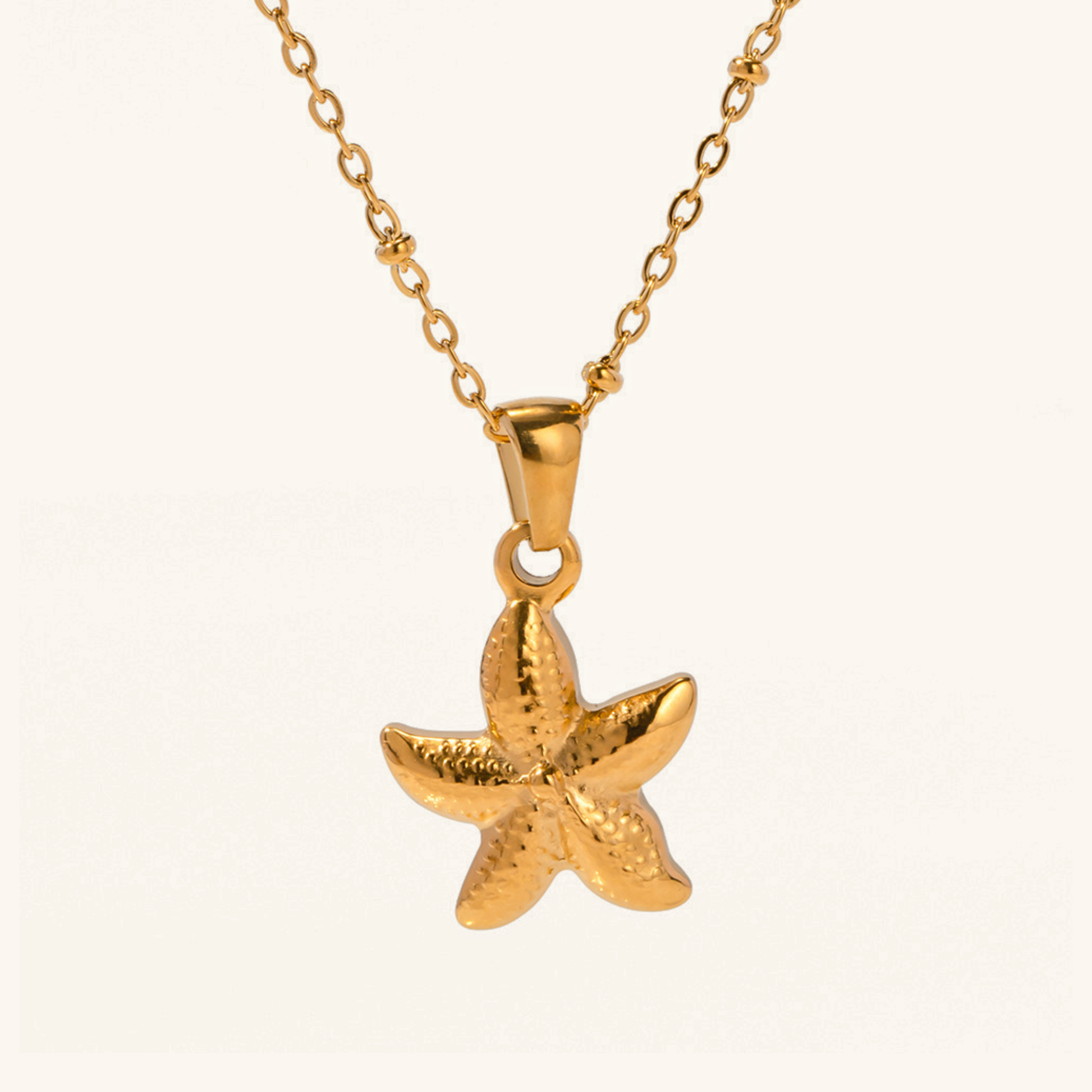 Women's Starfish Pendant Necklace Gold Stainless Steel - 1