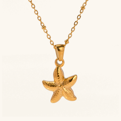 Women's Starfish Pendant Necklace Gold Stainless Steel - 1