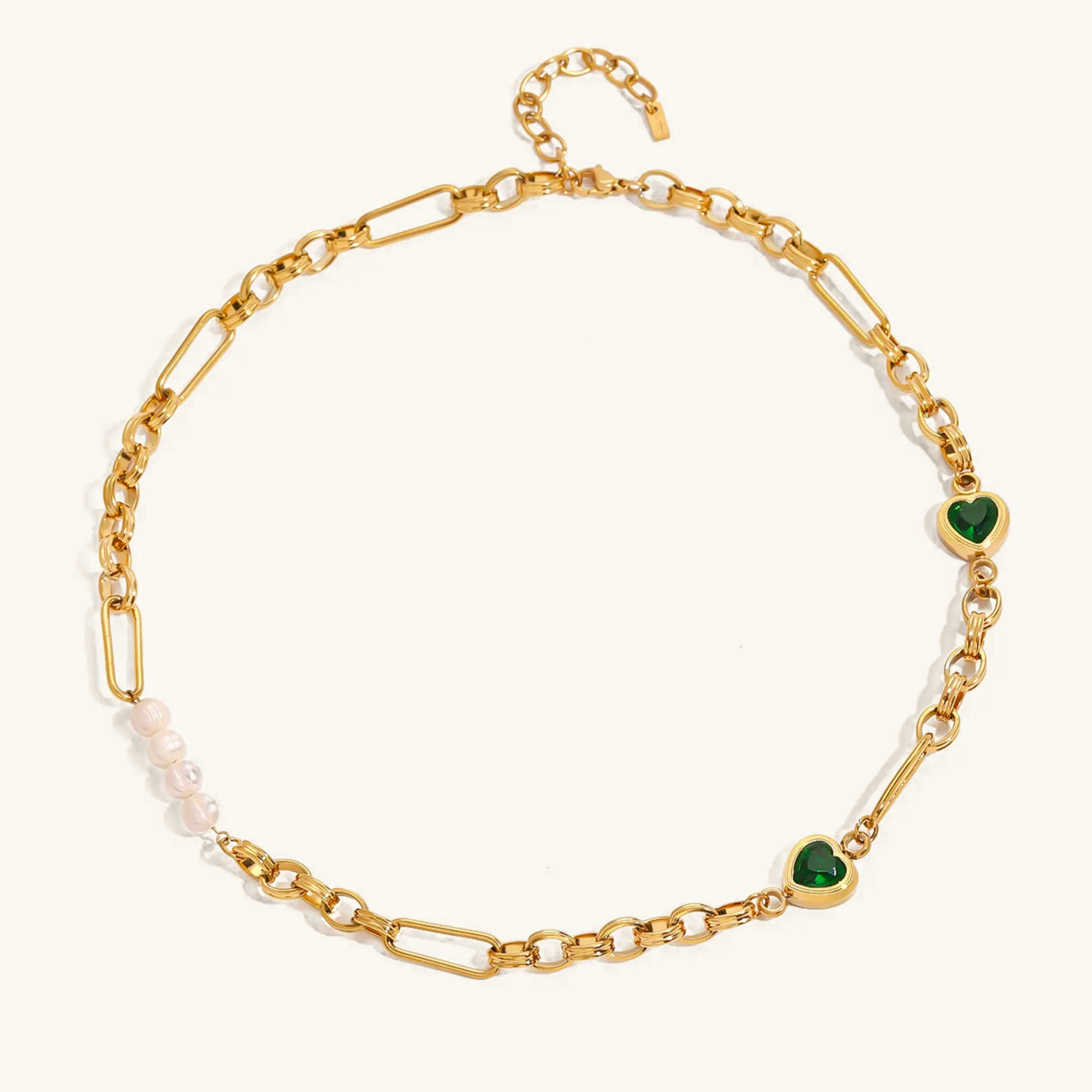 Women's Pearl Necklace Gold Stainless Steel - 1