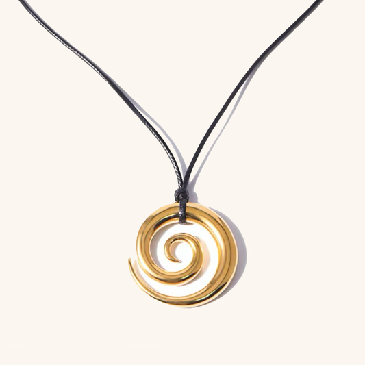 Women's Spiral Pendant Necklace Gold Stainless Steel - 1