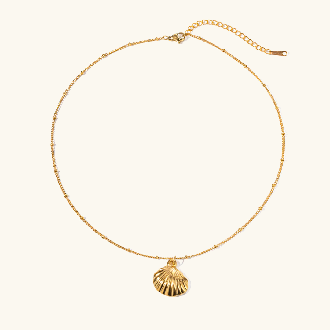 Women's Gold Necklace Seashell Pendant Stainless Steel 18k - 1