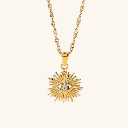 Women's Gold Necklace Sun Pendant Stainless Steel 18k - 1