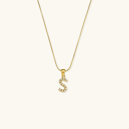 Women's Initial Letter Necklace Gold Stainless Steel Freshwater Pearls - 22