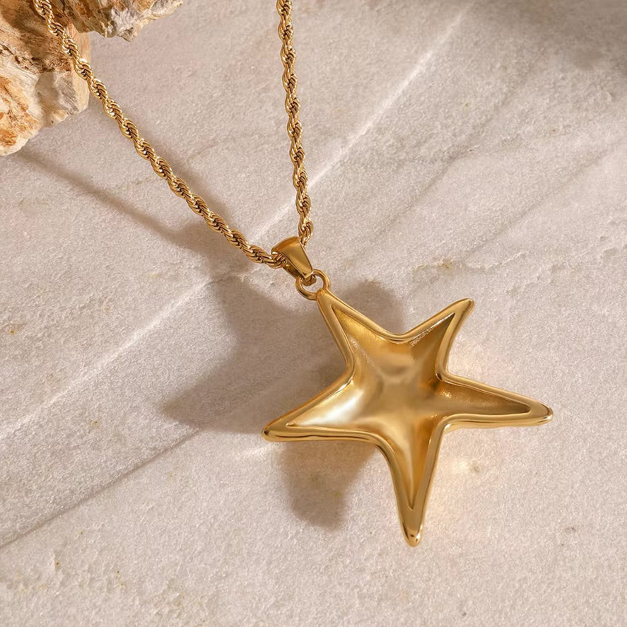 Women's Starfish Necklace Gold Stainless Steel - 3