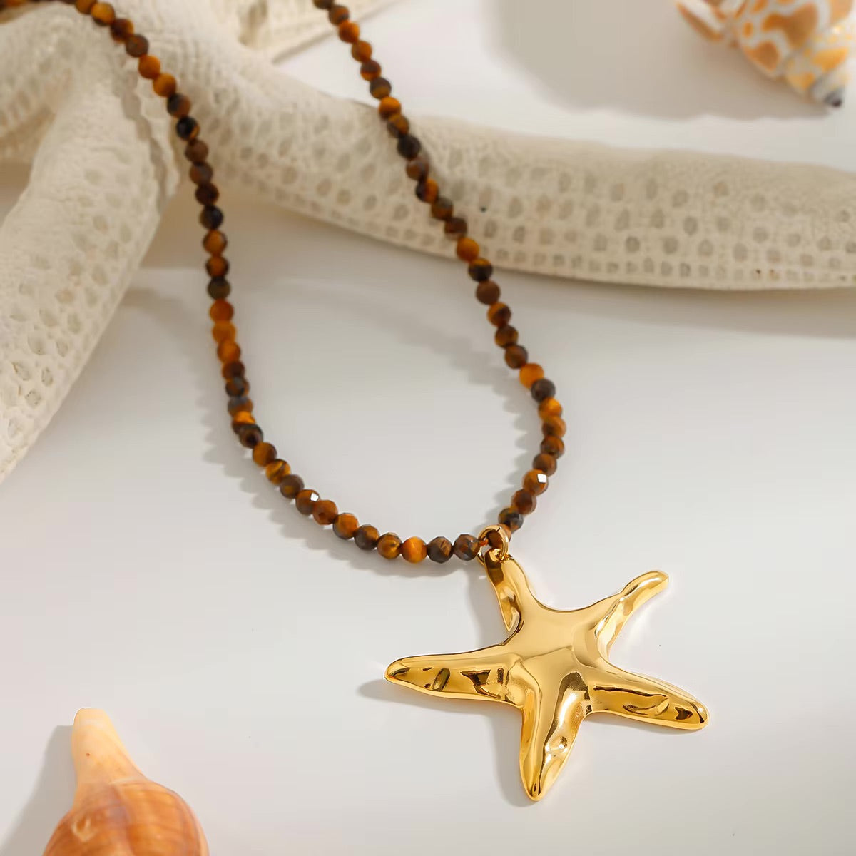 Women's Pendant Starfish Gold Stainless Steel 16 Inches - 2
