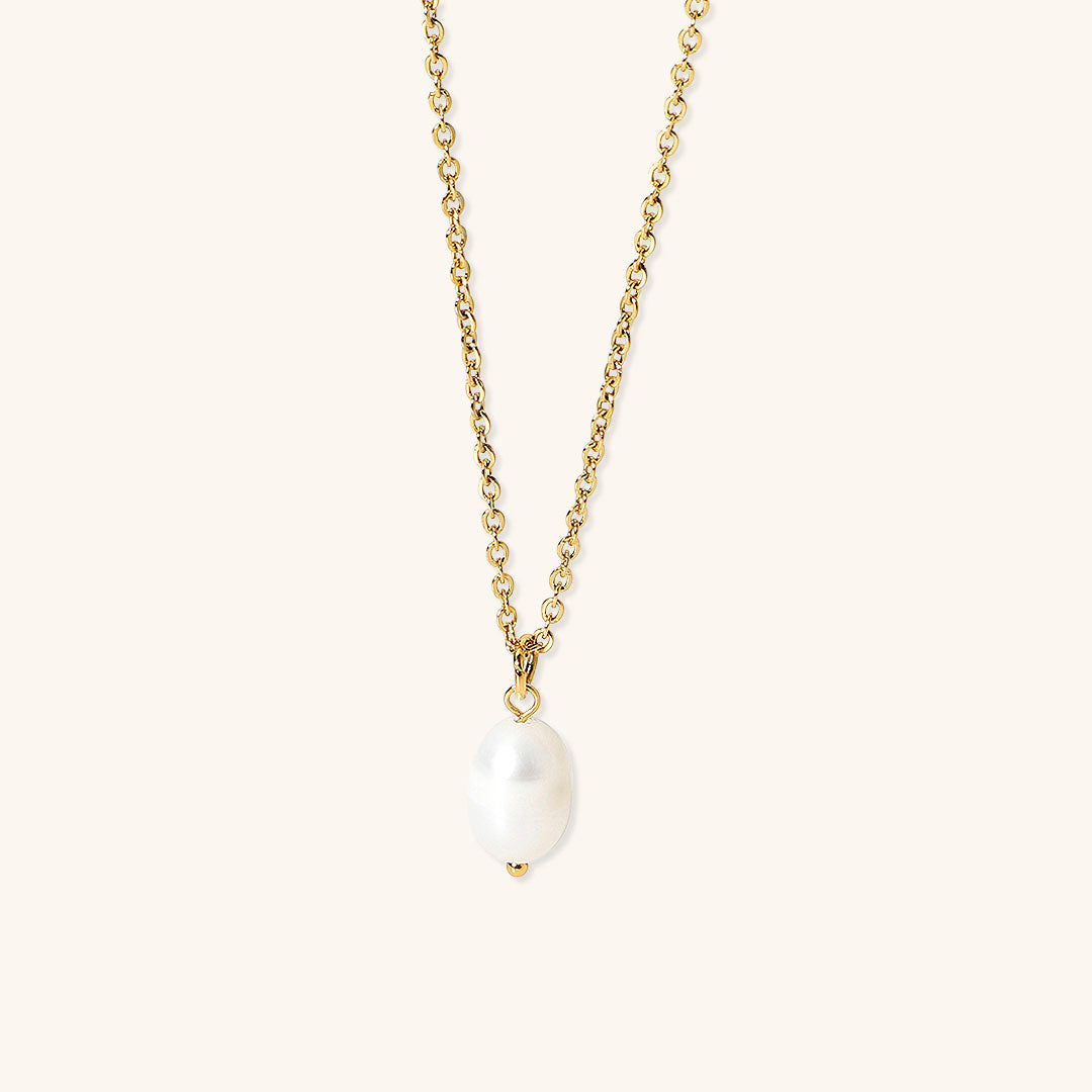 Women's Freshwater Pearl Necklace Gold Stainless Steel