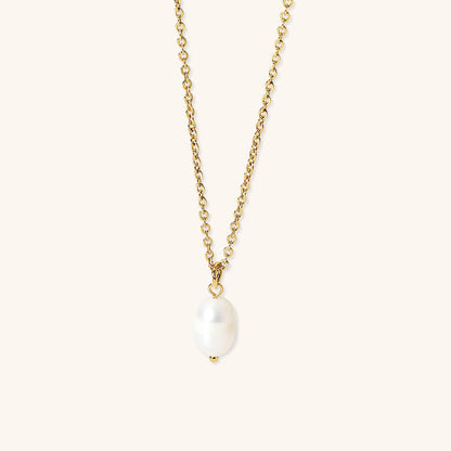 Women's Freshwater Pearl Necklace Gold Stainless Steel