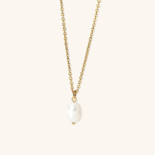Women's Freshwater Pearl Necklace Gold Stainless Steel