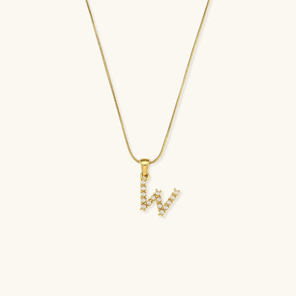 Women's Initial Letter Necklace Gold Stainless Steel Freshwater Pearls - 26
