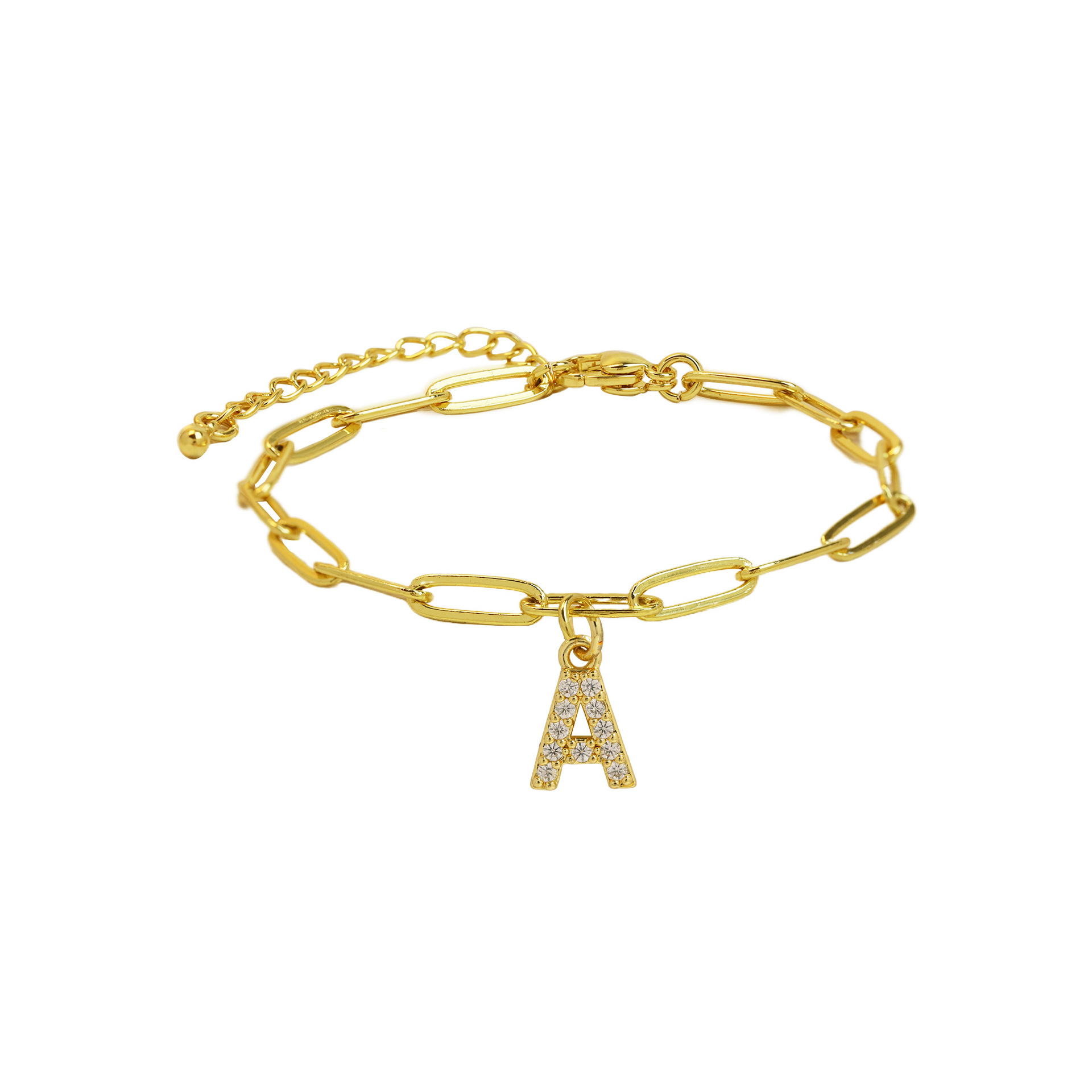 Women’s Bracelet Gold Stainless Steel with Zircon Initial