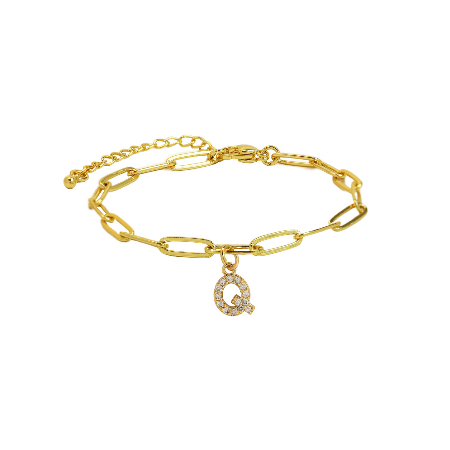 Women’s Bracelet Gold Stainless Steel with Zircon Initial