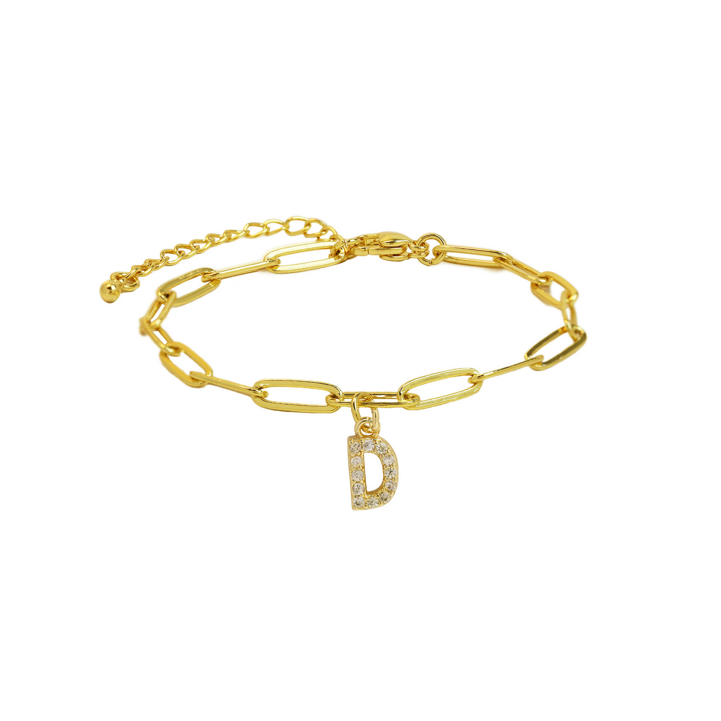 Women’s Bracelet Gold Stainless Steel with Zircon Initial