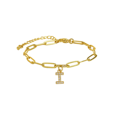 Women’s Bracelet Gold Stainless Steel with Zircon Initial