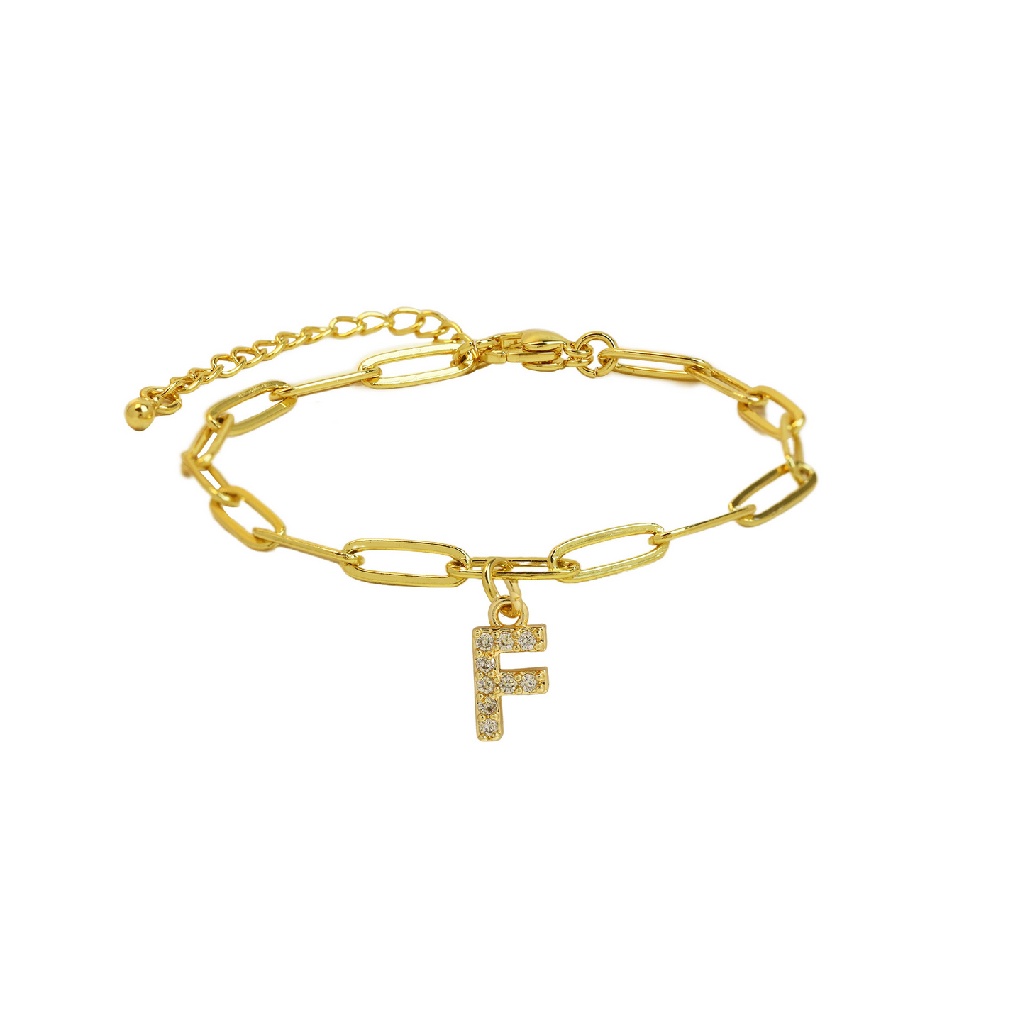 Women’s Bracelet Gold Stainless Steel with Zircon Initial
