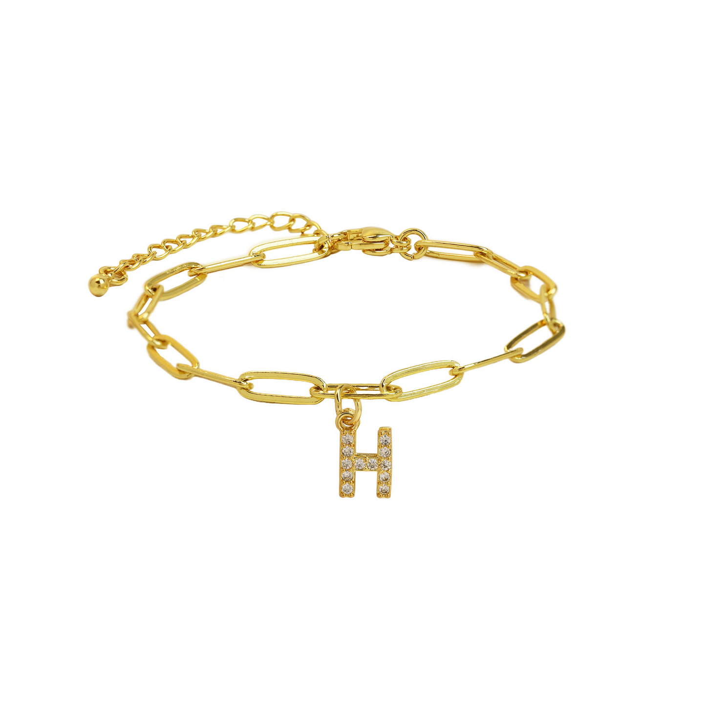 Women’s Bracelet Gold Stainless Steel with Zircon Initial