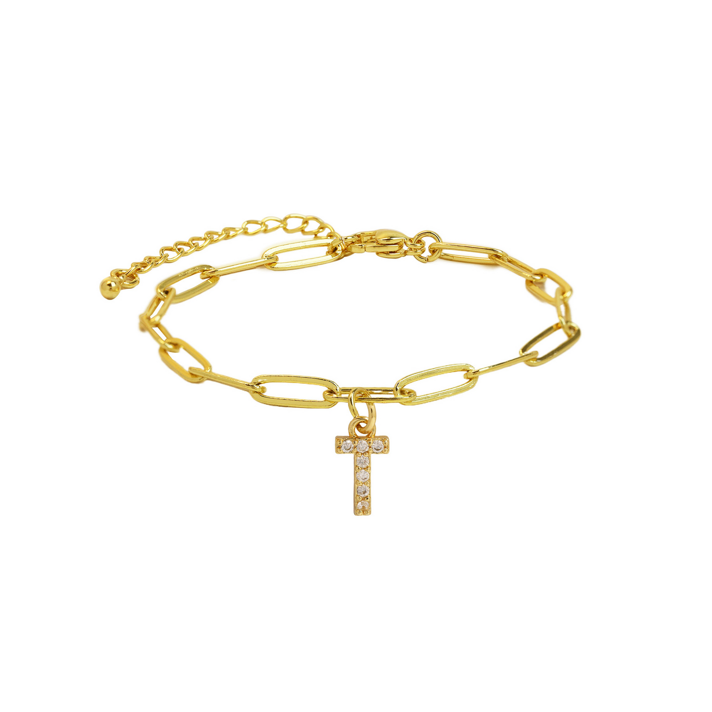 Women’s Bracelet Gold Stainless Steel with Zircon Initial