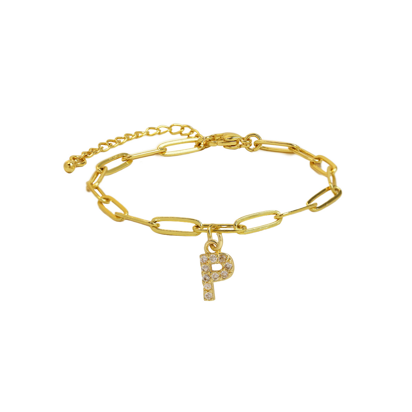 Women’s Bracelet Gold Stainless Steel with Zircon Initial