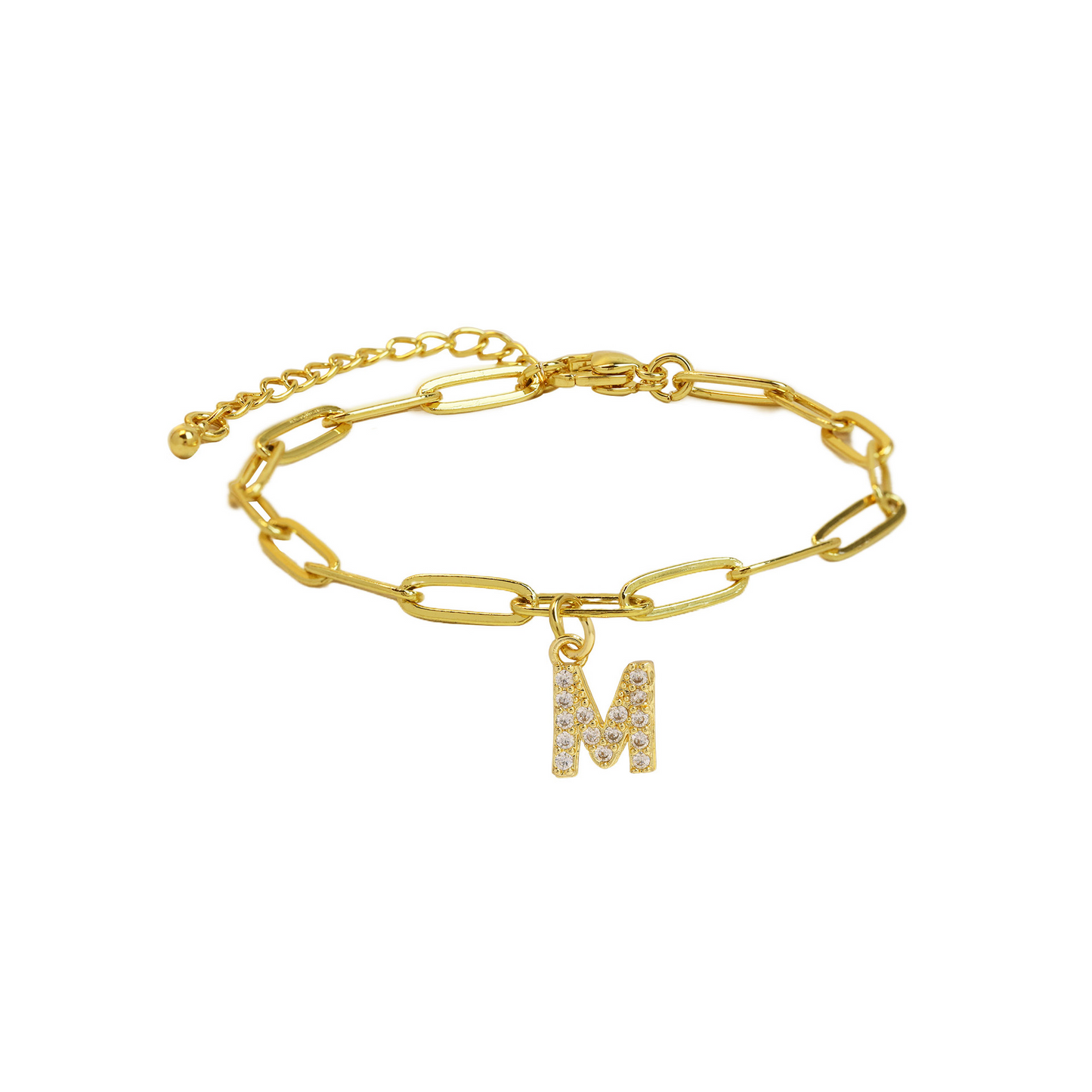 Women’s Bracelet Gold Stainless Steel with Zircon Initial