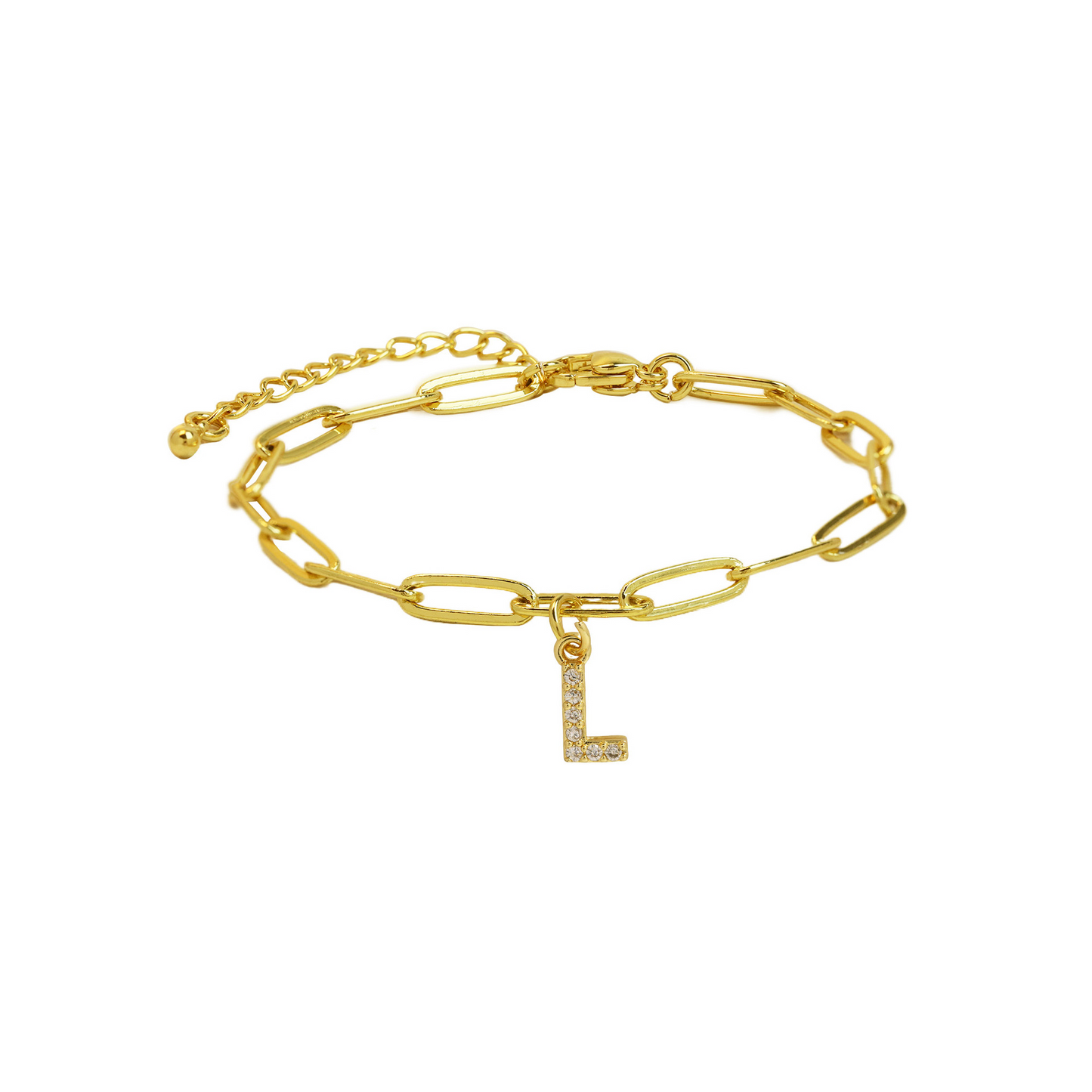 Women’s Bracelet Gold Stainless Steel with Zircon Initial