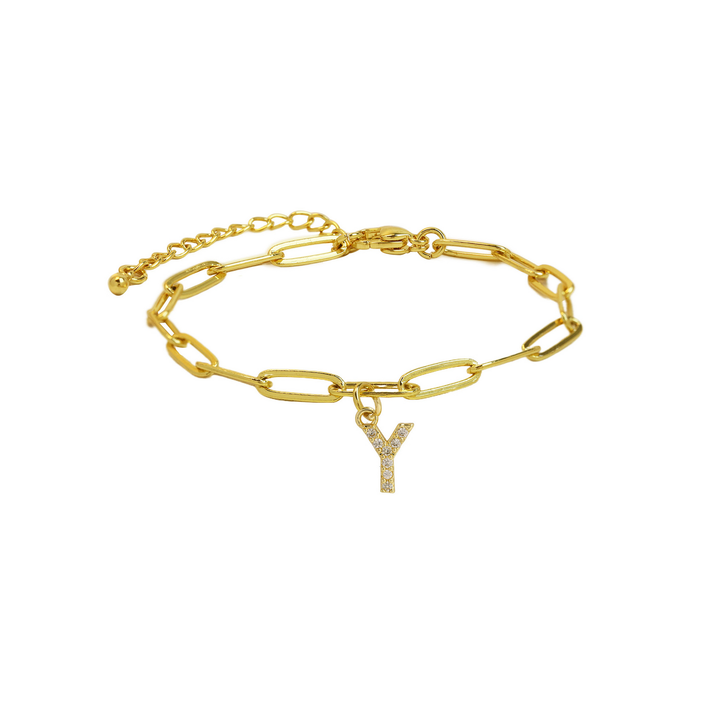 Women’s Bracelet Gold Stainless Steel with Zircon Initial