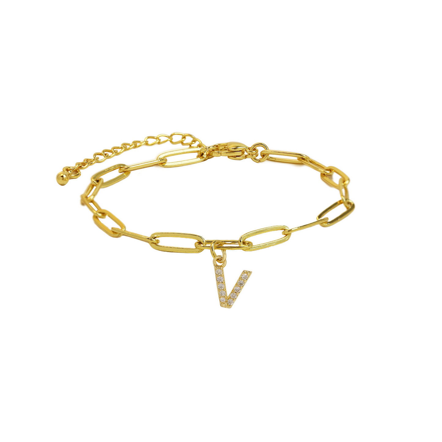 Women’s Bracelet Gold Stainless Steel with Zircon Initial