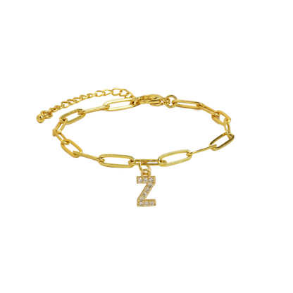 Women’s Bracelet Gold Stainless Steel with Zircon Initial