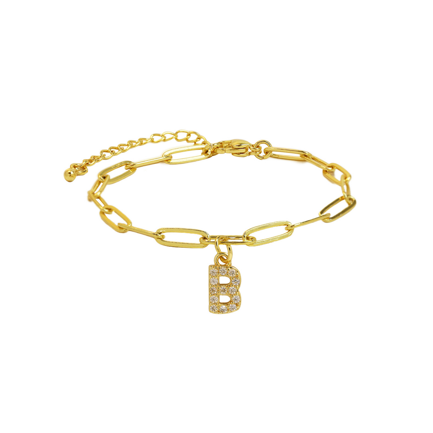 Women’s Bracelet Gold Stainless Steel with Zircon Initial