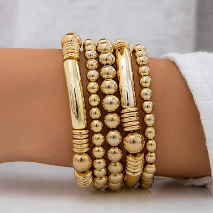 Women’s Bracelet Stack Set Gold Silver Acrylic Beaded