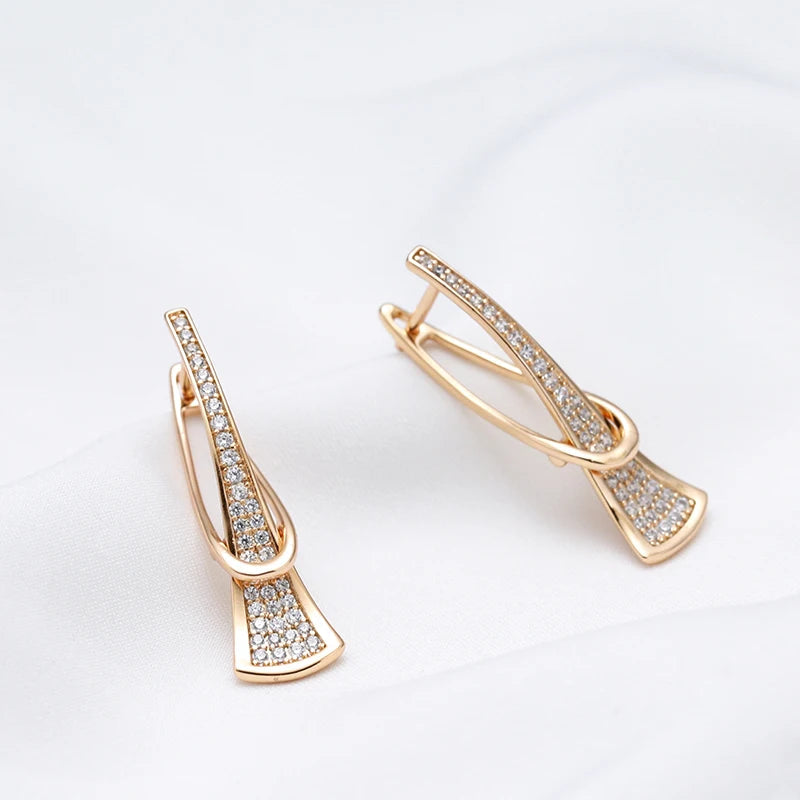 Women's Diamond Earrings for Women Rose Gold Stainless Steel 2