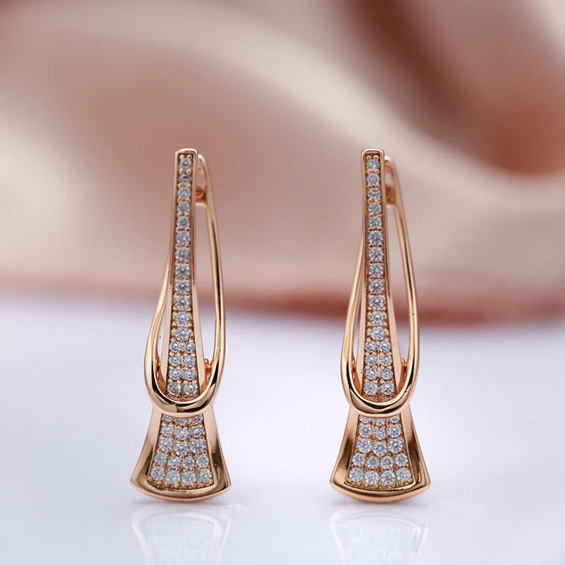 Women's Diamond Earrings for Women Rose Gold Stainless Steel 3