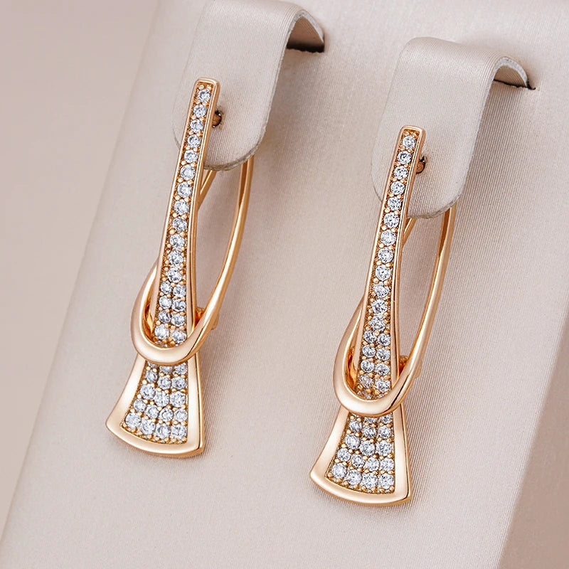 Women's Diamond Earrings for Women Rose Gold Stainless Steel 4