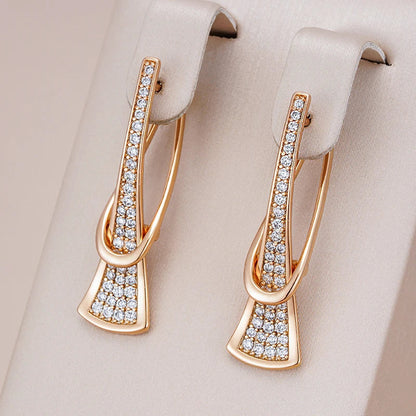 Women's Diamond Earrings for Women Rose Gold Stainless Steel 4