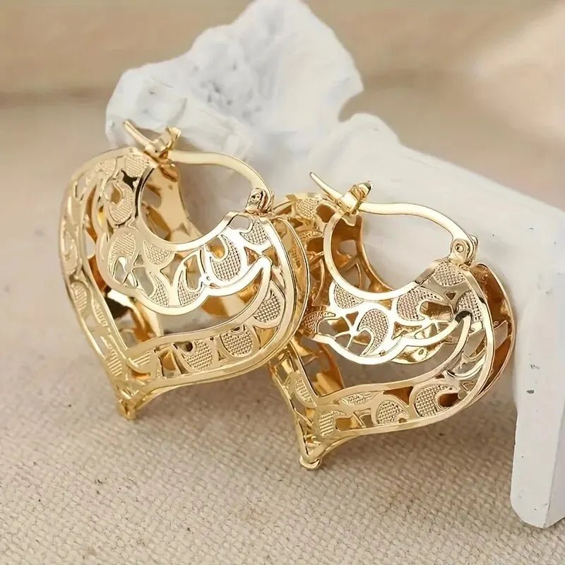 Women’s Gold Earrings Heart Design Stainless Steel