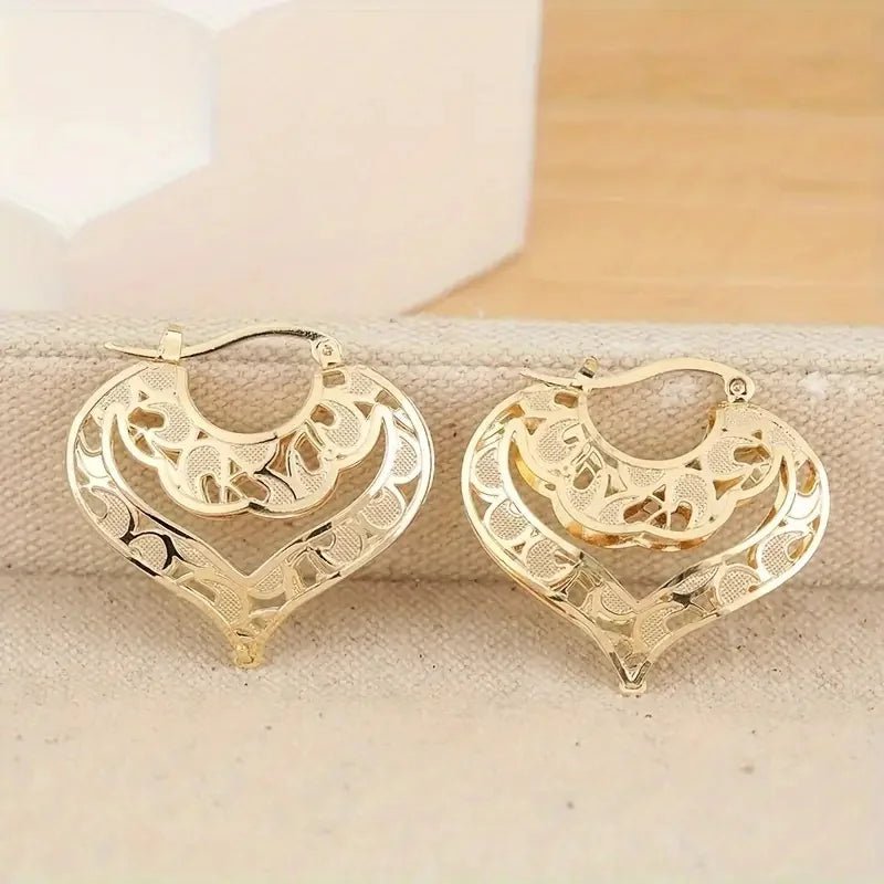 Women’s Gold Earrings Heart Design Stainless Steel