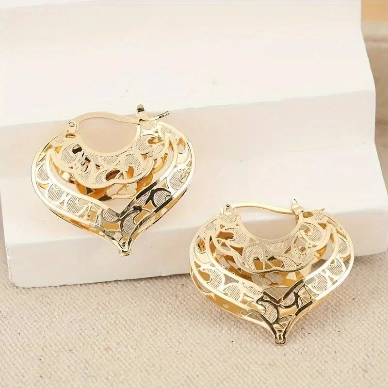 Women’s Gold Earrings Heart Design Stainless Steel