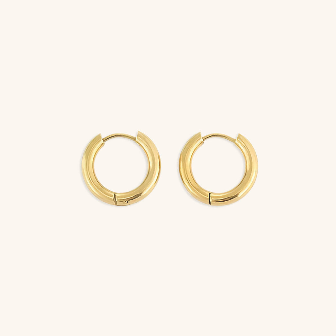Women’s Gold Hoop Earrings 14k Plated Stainless Steel Classic Design
