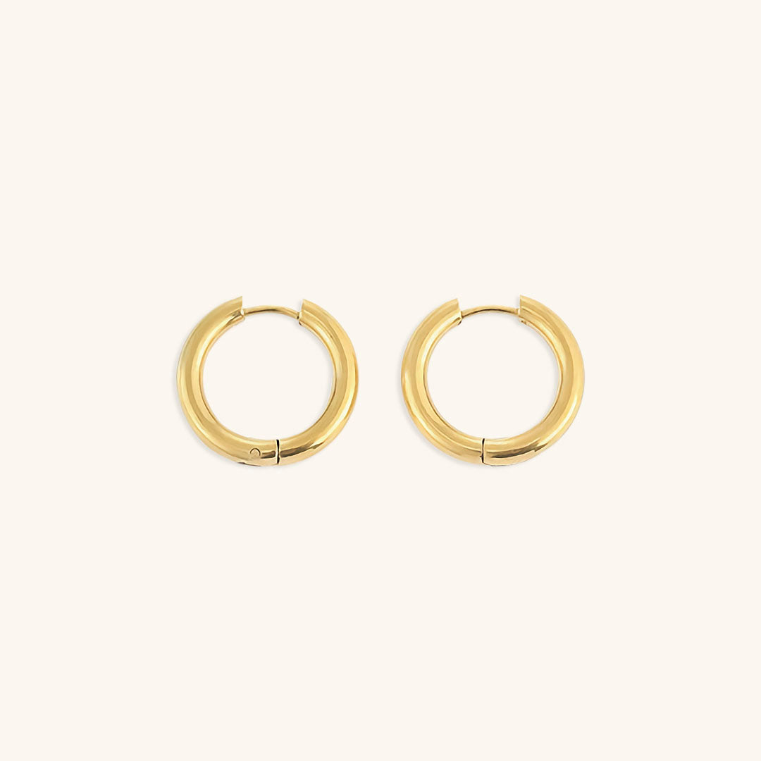 Women’s Gold Hoop Earrings 14k Plated Stainless Steel Classic Design