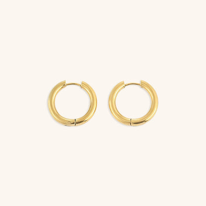 Women’s Gold Hoop Earrings 14k Plated Stainless Steel Classic Design