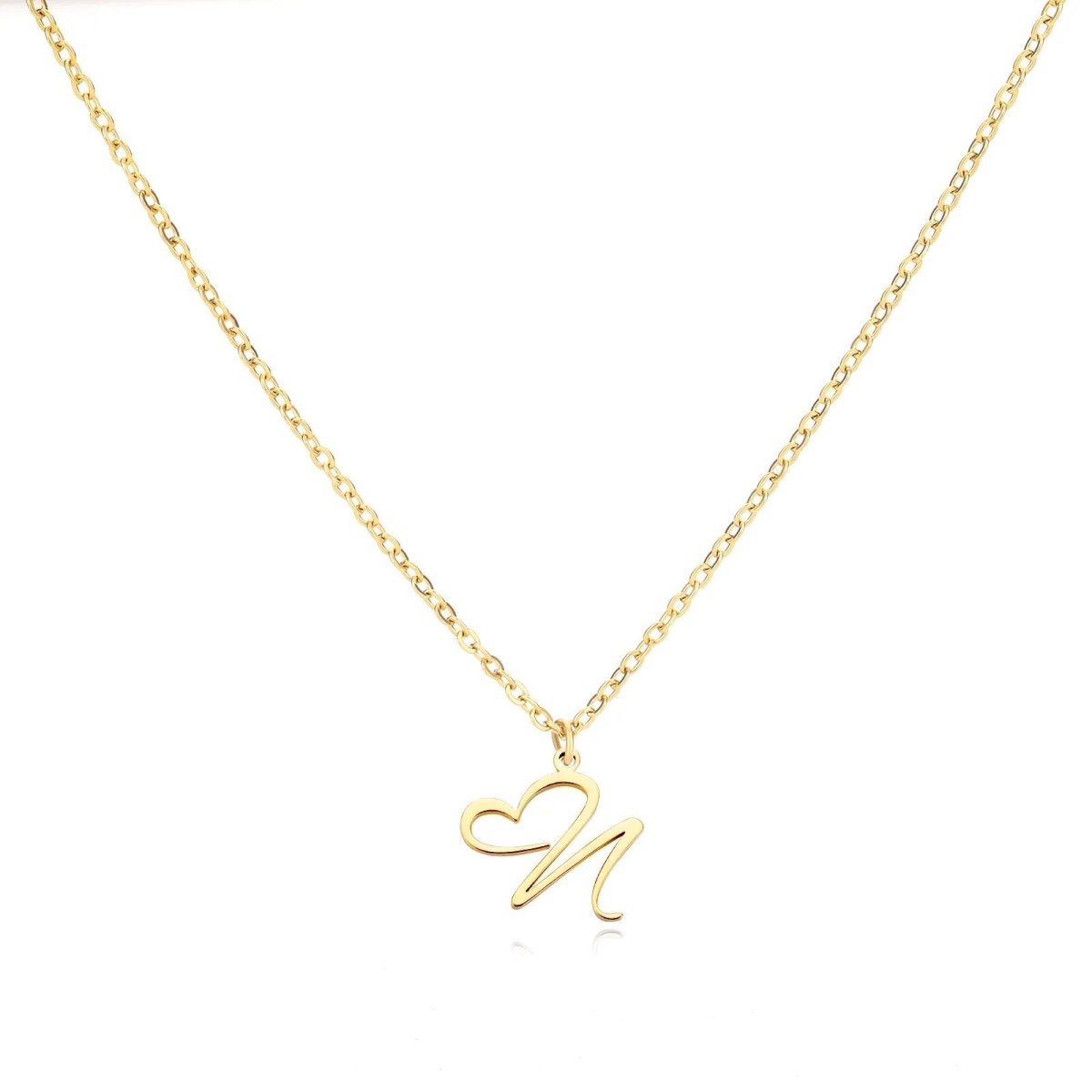 Women’s Gold Necklace Heart Design Stainless Steel Custom Initial