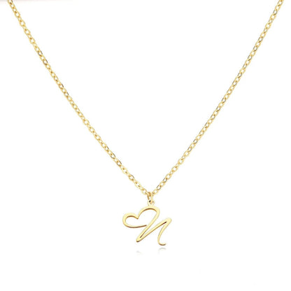 Women’s Gold Necklace Heart Design Stainless Steel Custom Initial