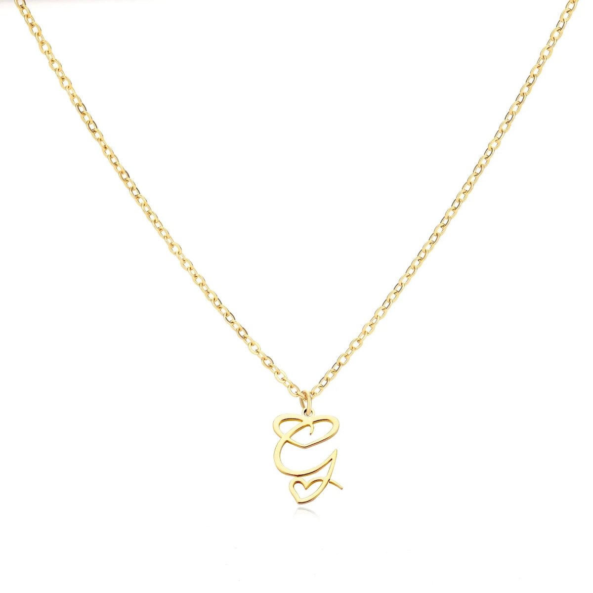 Women’s Gold Necklace Heart Design Stainless Steel Custom Initial