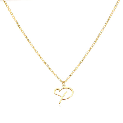 Women’s Gold Necklace Heart Design Stainless Steel Custom Initial