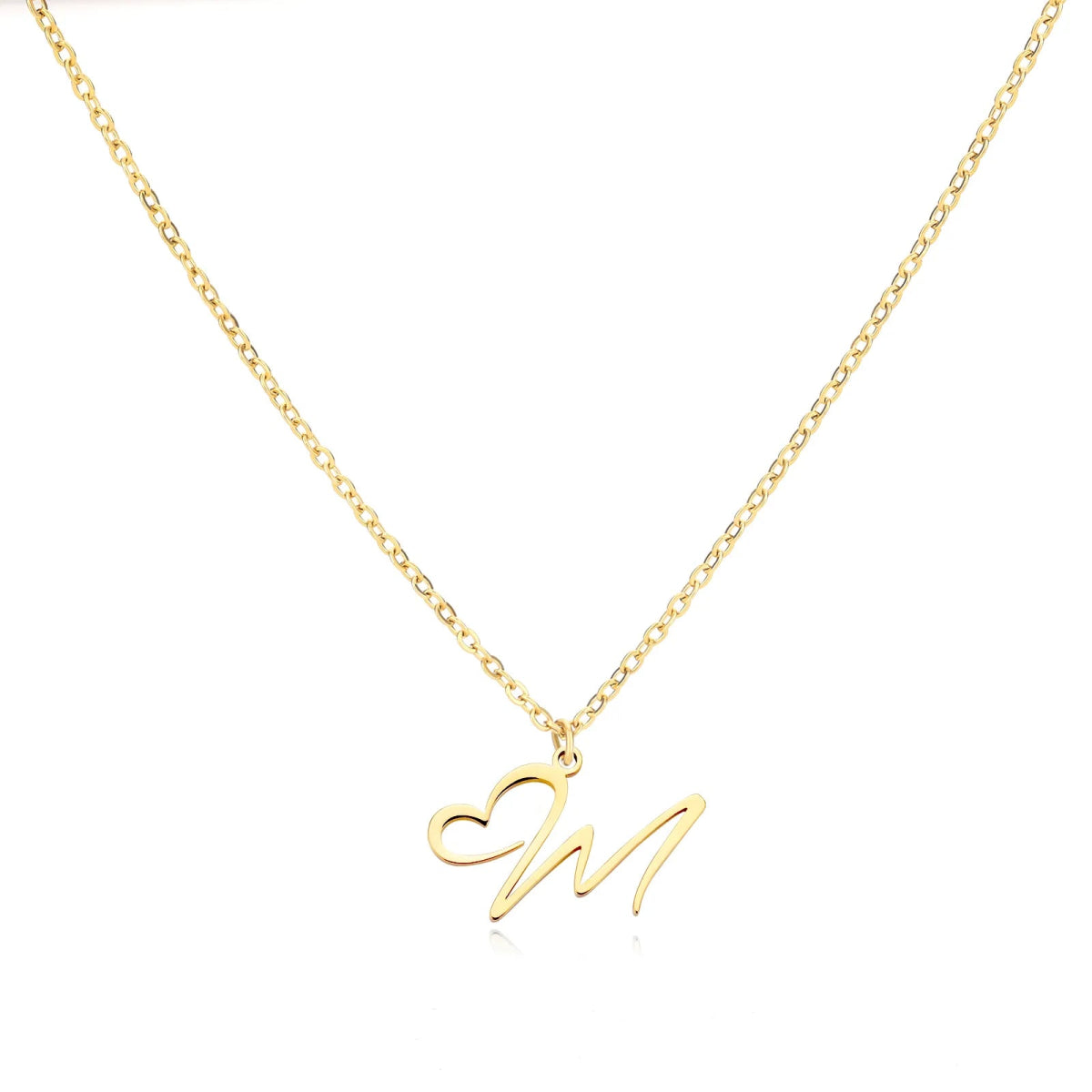Women’s Gold Necklace Heart Design Stainless Steel Custom Initial