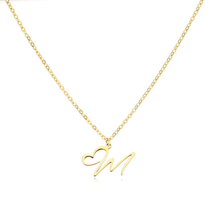 Women’s Gold Necklace Heart Design Stainless Steel Custom Initial