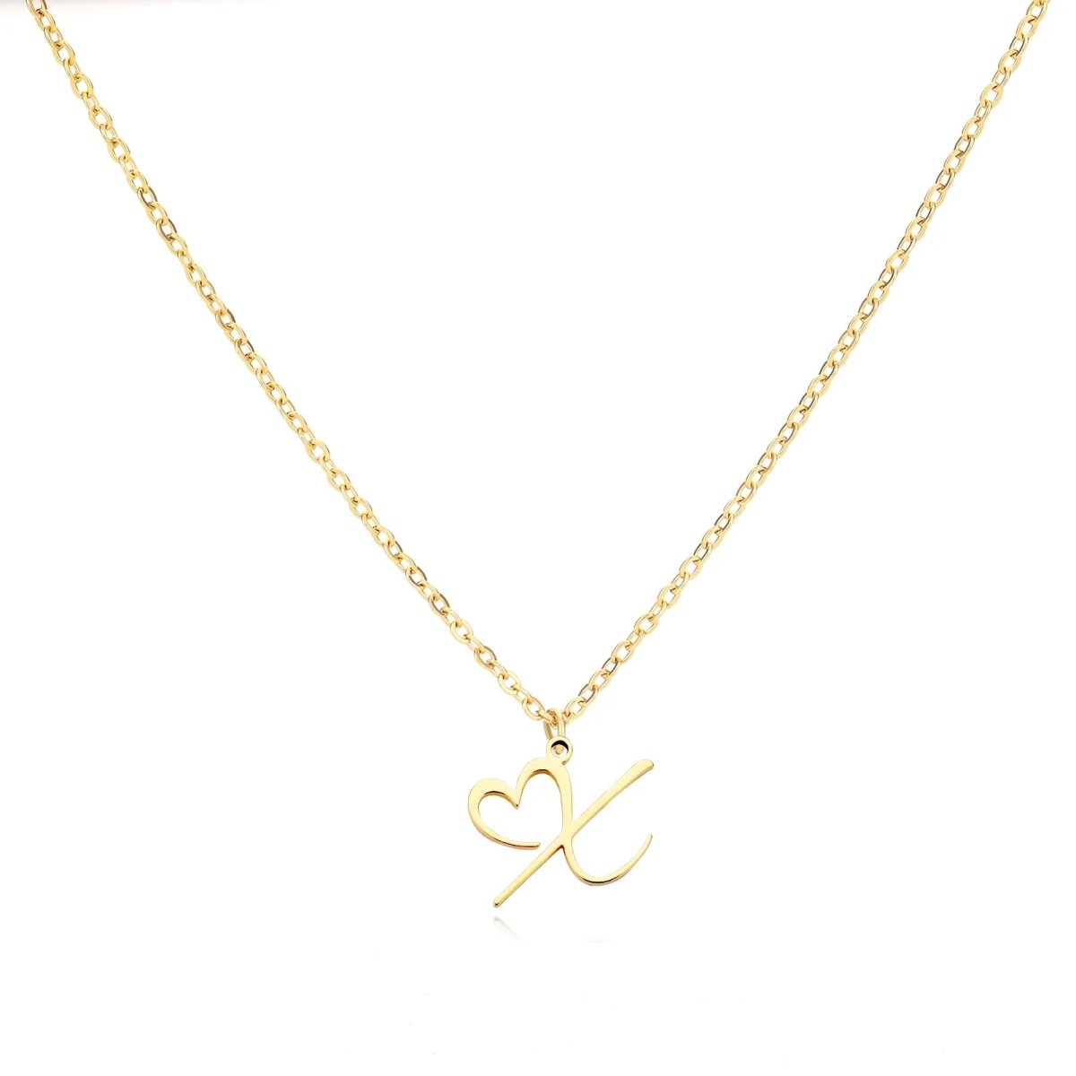 Women’s Gold Necklace Heart Design Stainless Steel Custom Initial