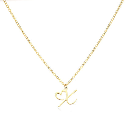 Women’s Gold Necklace Heart Design Stainless Steel Custom Initial