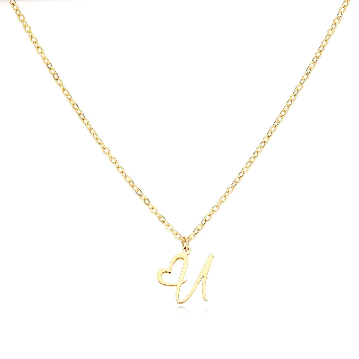 Women’s Gold Necklace Heart Design Stainless Steel Custom Initial