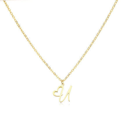 Women’s Gold Necklace Heart Design Stainless Steel Custom Initial